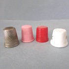 4 Sewing Thimble Metal Plastic Ceramic With Cardinal Bird Vintage 