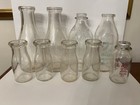 Lot Of 9 Vintage Glass Milk Bottles Isalys Biltmore Safety Half Pint Quart