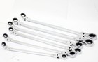 6pc Extra Long Flexible Head Double Box Ratchet Ring Spanner Wrench Set 8-19mm
