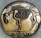 Hobo Buffalo Nickel - Grim Reaper Novelty Hobo Coin - Custom Colored