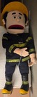 Firefighter Hand Puppet Plush Toy With Control Rod  Black And Yellow Uniform