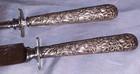 Nice Old Sterling Handle  Knife   Fork  Carving Set  Floral Repousse  Gh French