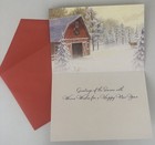 10 Christmas Leanin Tree Cards Box Set  Big Red Barn santa Driving A Red Tractor
