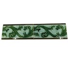 Pair Lot 2 Antique 1900 s Belgium Helman Majolica Tiles Leaves Scroll Border 3x6
