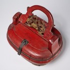 Vtg Chinese Red Lacquered Wood Bride Wedding Basket Box 12 w Iris Apfel