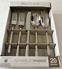 Brandani Diamond 20 Pc Stainless Steel Flatware Set 4 Hotel Collection Italy