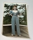 Rare Antique Vintage American Wwii Era Pant Suit Lady  Beautiful Snapshot Photo 