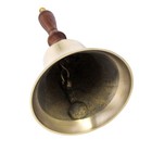 Antique Vintage Style Brass wood Teachers Hand Desk School Bell Primitive Decor