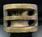 Antique Nautical Ships Pulley Wood Rope Double Block Tackle  6 X 4 5  Flawed