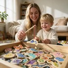 Wooden Magnetic Fishing Game Toy Set 15 Fish Pieces With Rod For Kids