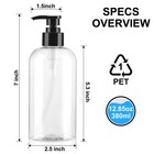 Empty Pump Bottles Dispenser 12 85oz 380ml  Refillable Clear Bpafree Plastic    