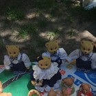 Teddy Bear Family Figurine Set Small Miniatures Lot Boy   Girl Blue white