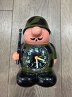 Vintage 1980s Hanslin Mr  General Drill Sargent Army Soldier Alarm Clock Works