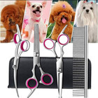 7  Professional Pet Dog Grooming Scissors Set Straight Curved Thinning Shear Kit