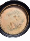    antique Round Flue Cover Classical Scene Black Frame 9  Hanging Hardware