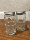 Collection Of 9 Antique Round Ribbed Hoosier Jars - Coffee  Tea  Shakers   More