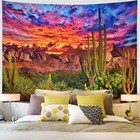Mountain Tapestry Desert Cactus Tapestry Sunset Clouds Tapestry Psychedelic Trop