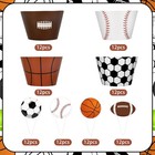 Hooqict 48 Pack Sports Cupcake Toppers And Wrappers 1 Inch  Multicolored