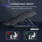 C5 Laptop Cooling Pad Adjustable Height 5 Quiet Fans Blue Led Light Lcd Controll
