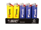 Bic Loves Regular Size Disposable Lighters 50 Count Tray 2 Colors Blue   Yellow