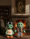 Frankenstein   Bride Amigurumi Crochet Dolls Handmade Halloween Cute Monster Set