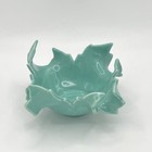 Vtg Handmade Mid Century Atomic Turquoise Ceramic Art Bowl Sculptural Pottery