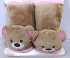 Kellybaby 2 Pack 5  Baby Seat Belt Covers  Plush  Brown Bear W  Pink Trim  New