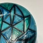 Vintage Turquoise Geometric Ceramic Bowl Mid Century Modern 11   