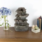 Tabletop Water Fountain Led Lights Cascading Stone Rock Falls 15 5 Inches High