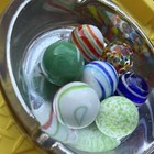 Lot Of 7 Glass Vintage Marbles Assorted Colors  Patterns   Swirls 
