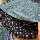 Patchwork Print Maxi Skirt 2pc Set W  Top Crinkle Fabric Casual Studio Med