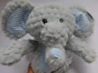 Elephant Infant Plush Stuffed Animal Rattle W  Crinkle Ears Gray   Baby Blue
