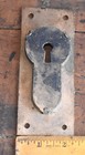 Antique Victorian Bronze Pocket Door Pull Handle Back Hardware Plate W Keyhole