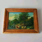 Early Original Primitive Antique Folk Art Oil Painting Adirondack Estate Find