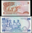 I-010177 Kenya 5  20 Shillings 1981 2 Pcs  Unc