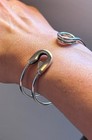 Gorgeous Safety Pin Adjustable Cuff Bracelet   925 Sterling Silver Stamped