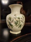Vintage 7 Inch Hollohaza Hungary Porcelain Vase With Floral Design Gold 4834 13 