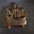 Galleon Ship Doorstop Cast Iron No  205 Nautical Vintage Antique Rusty 4-1 2 Lbs