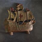 Galleon Ship Doorstop Cats Iron No  205 Nautical Vintage Antique Rusty 4-1 2 Lbs