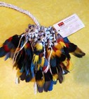 Vintage South America Amazonian Arindia Feather Ornaments Prayer Seed Nuts  2 
