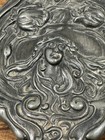 Antique Pewter Art Nouveau Victorian Boudoir Lady Flower Vanity Mirror