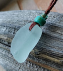 Genuine Sea Glass Necklace Aqua Blue Pastel Thin Braid Handmade Minimalist