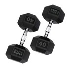 5   75 Lb Rubber Hex Dumbbells   Heavy Duty Rack Body-solid