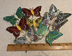 8 Vintage Metallic Foil Chenille 3 75  Butterfly Craft Florist Picks Double Wing