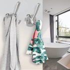 Brushed Nickel Wall Hooks Towel 2 Pack Coat Robe Heavy Duty Bathroom Double