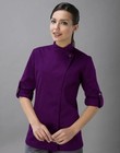 Premium Woman s Chef Coat Purple Restaurant Kitchen Workwear Uniform Long Sleeve