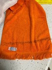 Vintage 1960s Or 70s Guest Towel -- Retro Orange With Yellow Embroidered Tulips