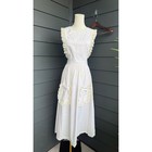Handmade White Linen Cottagecore Prairie Apron Dress Lace Open Back One Size