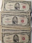U s   5 Five Dollar Red Seal Circulated Condition One Note 1953