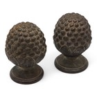 Pair Antique Cast Bronze Acorn Newel Post Curtain Rod Finials   Shelf Decor 3   